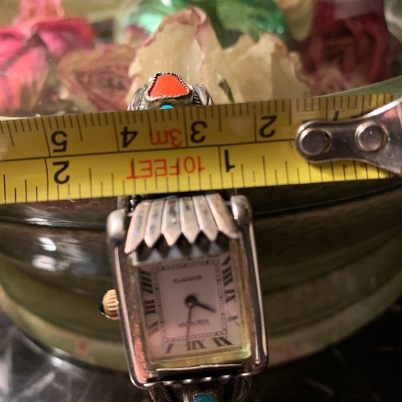 Sterling silver and turquoise watch cuff - Picture 8 of 9